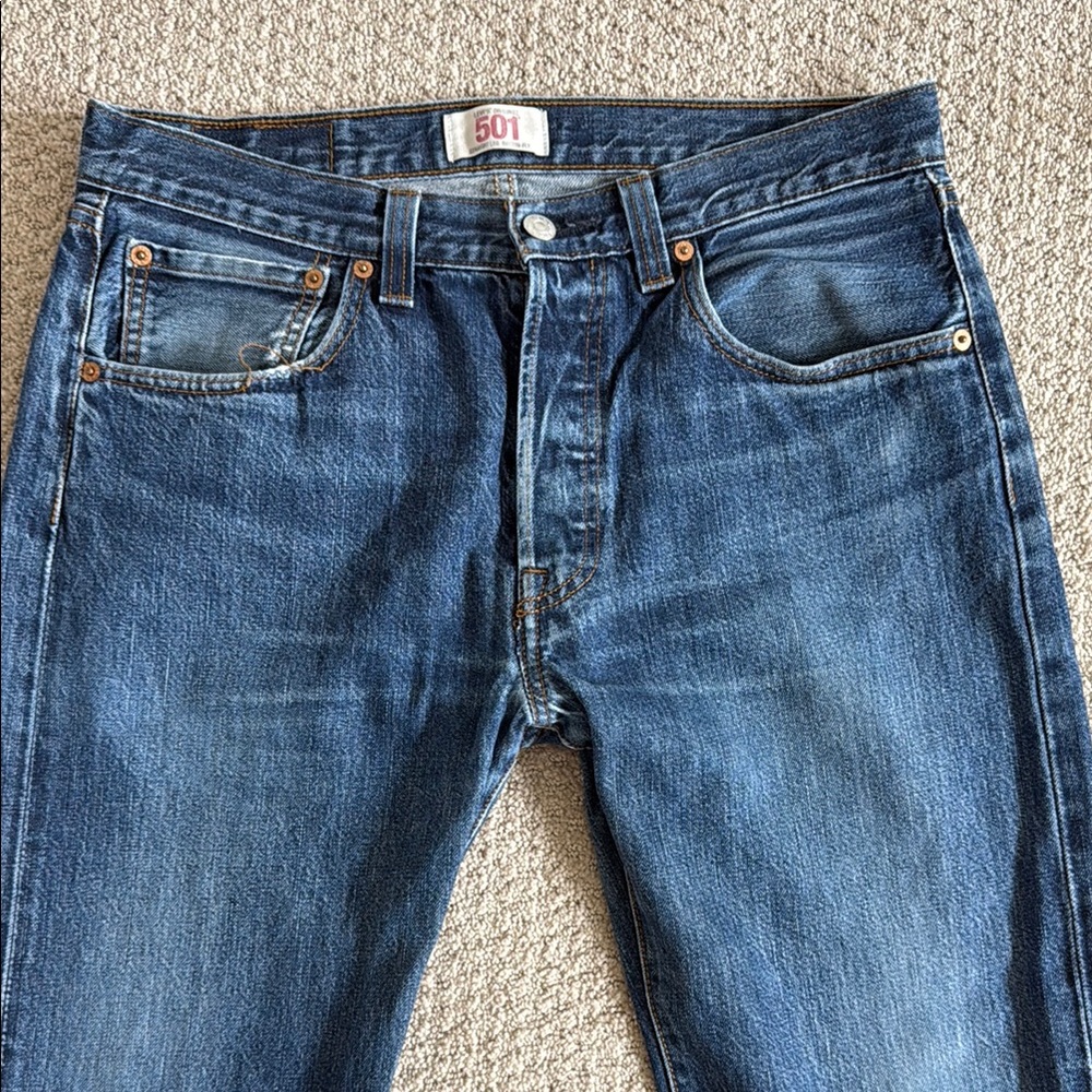Vintage Levi's Authentic Blue Straight Leg Jeans - Picture 6 of 11